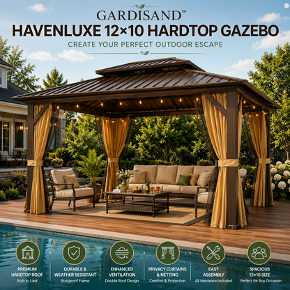Gardisand™ HavenLuxe 12×10 Hardtop Gazebo