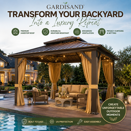 Gardisand™ HavenLuxe 12×10 Hardtop Gazebo
