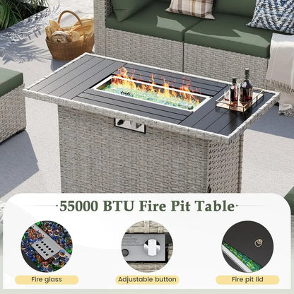 Gardisand™ EmberLuxe 8-Piece Fire Pit Patio Lounge Set