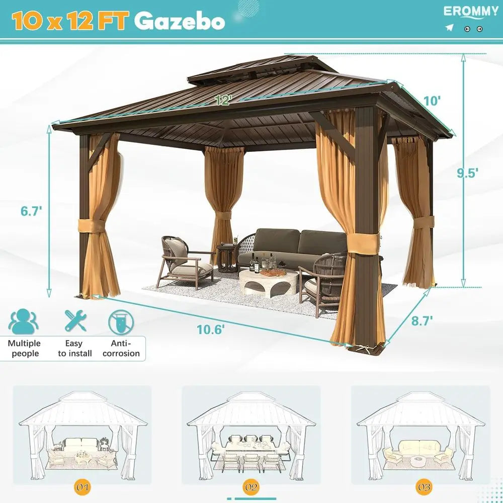 Gardisand™ HavenLuxe 12×10 Hardtop Gazebo